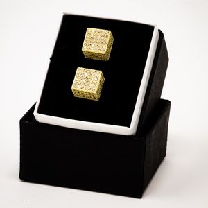 925 Silver 18k CZ Diamond Ice Cube Earrings